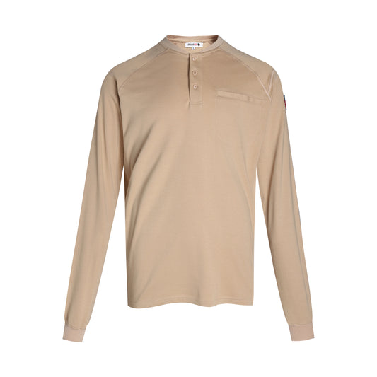 Texas FR Workwear Flame Resistant Long Sleeve Henley - Tan