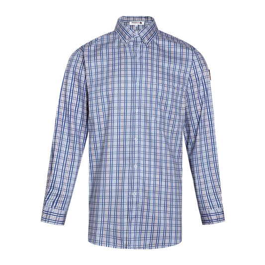 Texas FR Workwear Flame Resistant Long Sleeve Button Down - Blue Plaid