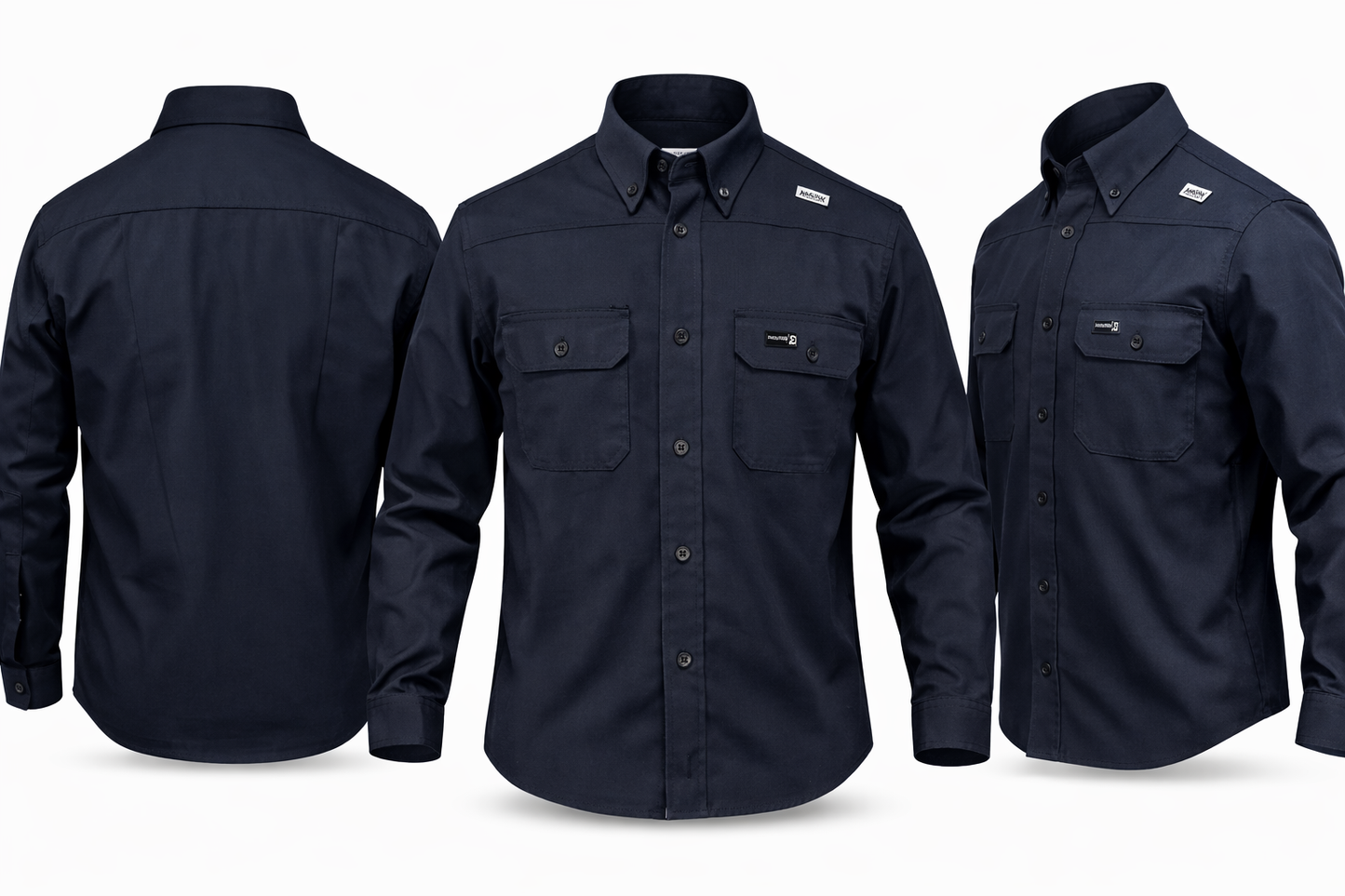 Navy Ripstop Vented Long Sleeve FR Work Shirt