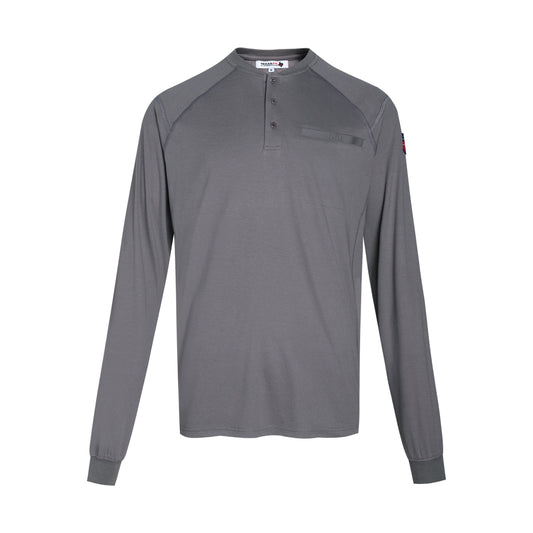 Texas FR Workwear Flame Resistant Long Sleeve Henley - Gray