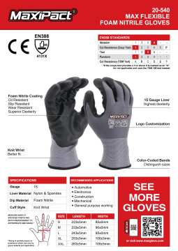 Maxipact 15gauge Micro-foam Nitrile Coated Gloves